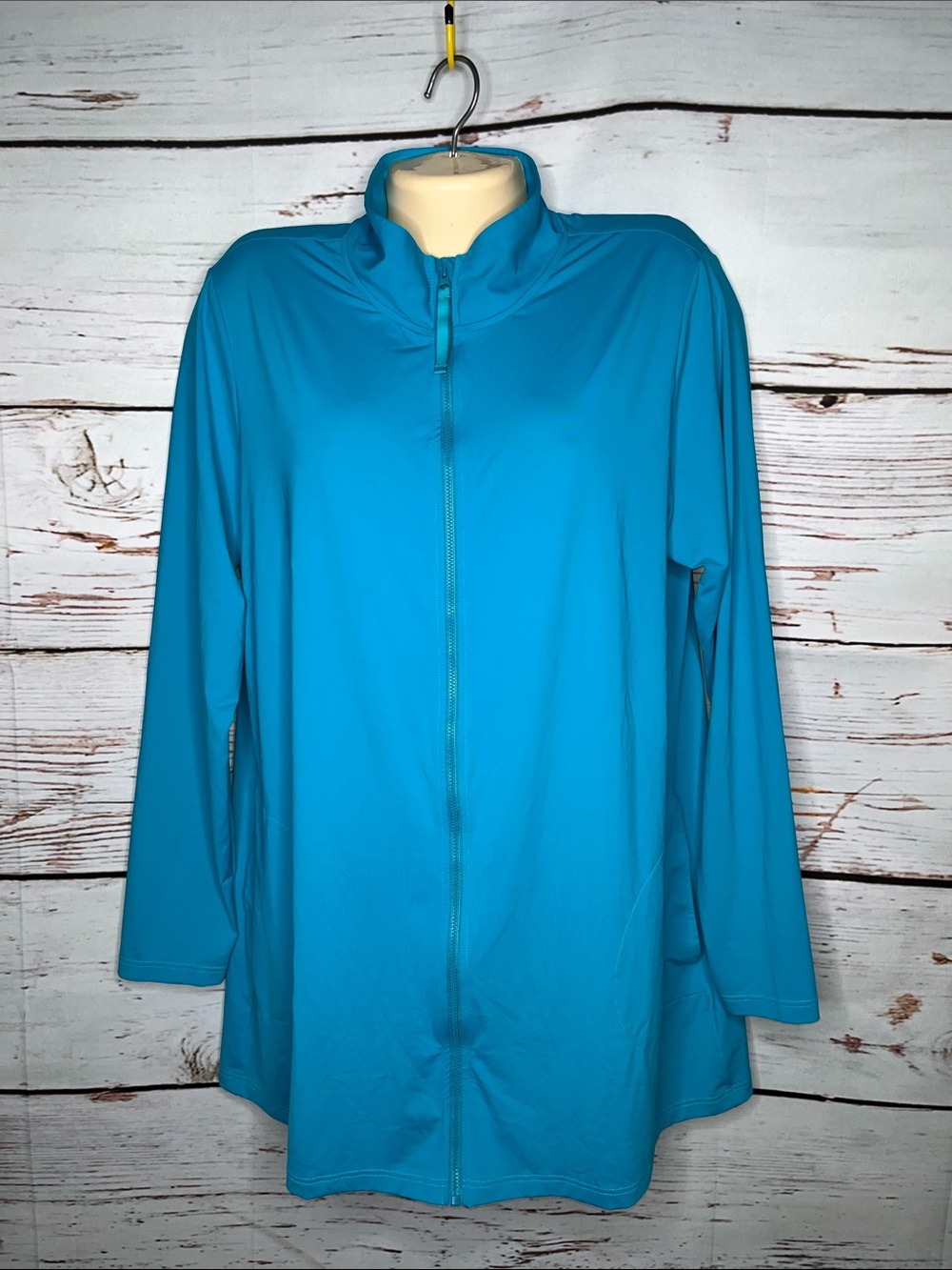 Lands' End Size XL 18 Blue Zip Front Swim Cover-Up Jacket